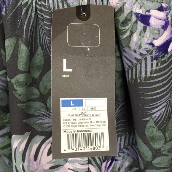 Mossimo Gray Tropical Print Mini Skirt Size L - Picture 2 of 4